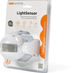 Bevægelsesdetektorer^Udendørs bevægelsesdetektor - SCS SENTINEL - LightSensor hvid - Rækkevidde 12m - Vinkel 180°