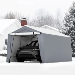 New Udendørs carport, 10x16x8,1 ft, grå Skure, Garager & Carports
