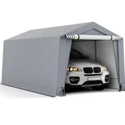 New Udendørs carport, 10x16x8,1 ft, grå Skure, Garager & Carports