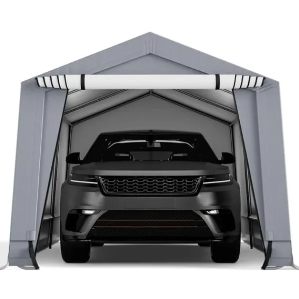 New Udendørs carport, 10x16x8,1 ft, grå Skure, Garager & Carports