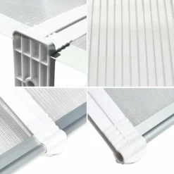 Udendørs dør- og vinduesoverdækning - Markise & overdækning - 270 x 98,5 cm - Polycarbonat kanalplader - UV- og regnbeskyttelse - Aluminiumsramme Skure, Garager & Carports