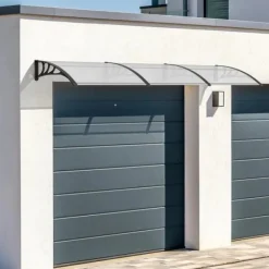 Udendørs dør- og vinduesoverdækning - Markise & overdækning - 270 x 98,5 cm - Polycarbonat kanalplader - UV- og regnbeskyttelse - Aluminiumsramme Skure, Garager & Carports