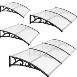 Udendørs dør- og vinduesoverdækning - Markise & overdækning - 270 x 98,5 cm - Polycarbonat kanalplader - UV- og regnbeskyttelse - Aluminiumsramme Skure, Garager & Carports