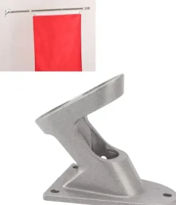 Outlet Udendørs flagstangsstativ, vægmonteret flagstangsbeslag i aluminiumslegering, kraftig udendørs flagstangsstativ med dobbelte huller (sølv) Flag & Vindposer