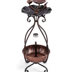 Clearance Udendørs fuglebad og foderkombcmation, 12x12x31 cm, bronze Til Fugle & Småvildt