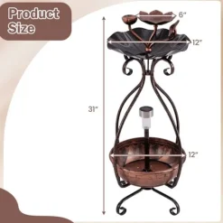 Clearance Udendørs fuglebad og foderkombcmation, 12x12x31 cm, bronze Til Fugle & Småvildt
