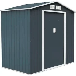 Skure, Garager & Carports^Udendørs haveopbevaringsskur, 7,0' x 4,2' x 6,1', Grå