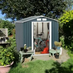 Skure, Garager & Carports^Udendørs haveopbevaringsskur, 7,0' x 4,2' x 6,1', Grå