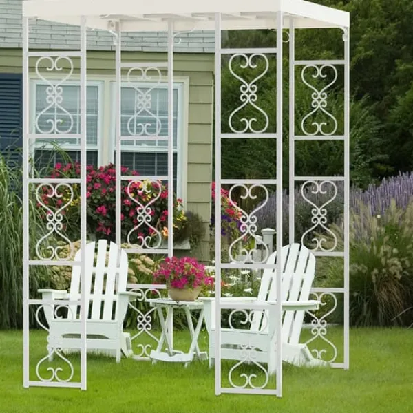 Buer, Spalier, Lysthuse Uden Tag^Udendørs Havepergola - Metalbue Pavillon - Vandtæt Solskærm - Pulverlakeret Jern - Gittertag - Til Bryllup & Ceremonier
