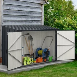 Clearance Udendørs opbevarcmgsskur, 193×86×127 cm, grå Skure, Garager & Carports