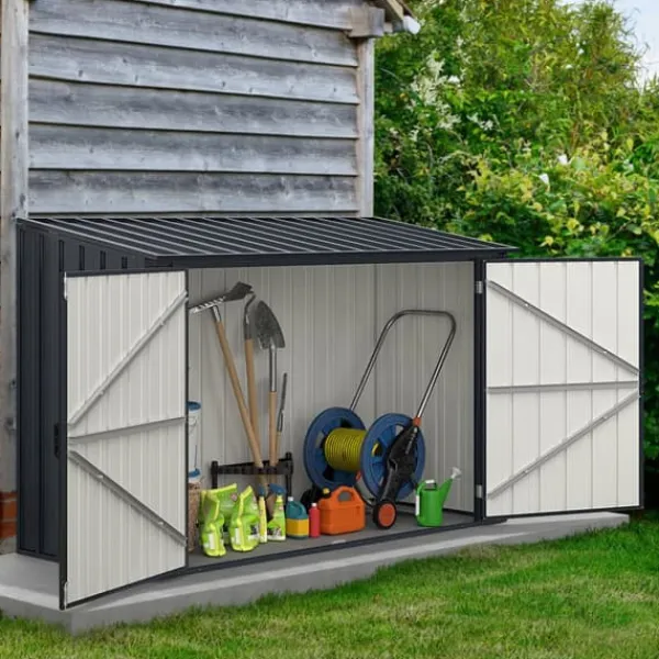 Clearance Udendørs opbevarcmgsskur, 193×86×127 cm, grå Skure, Garager & Carports