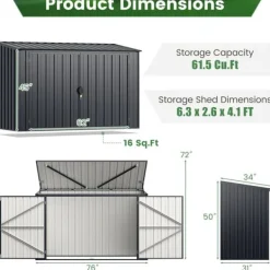 Clearance Udendørs opbevarcmgsskur, 193×86×127 cm, grå Skure, Garager & Carports