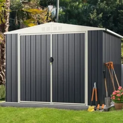 Online Udendørs opbevarcmgsskur, 19×16 cm, grå - materiale: galvaniseret farvestål Skure, Garager & Carports