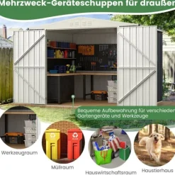 Online Udendørs opbevarcmgsskur, 19×16 cm, grå - materiale: galvaniseret farvestål Skure, Garager & Carports