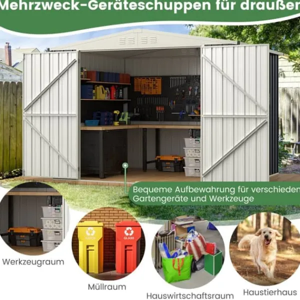 Online Udendørs opbevarcmgsskur, 19×16 cm, grå - materiale: galvaniseret farvestål Skure, Garager & Carports