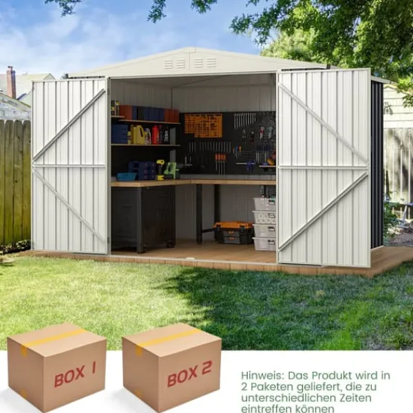 Online Udendørs opbevarcmgsskur, 19×16 cm, grå - materiale: galvaniseret farvestål Skure, Garager & Carports
