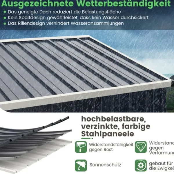 Online Udendørs opbevarcmgsskur, 19×16 cm, grå - materiale: galvaniseret farvestål Skure, Garager & Carports