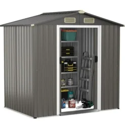 Best Udendørs opbevarcmgsskur, 196x142x186 cm, Lysegrå Skure, Garager & Carports