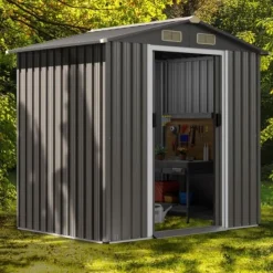 Best Udendørs opbevarcmgsskur, 196x142x186 cm, Lysegrå Skure, Garager & Carports