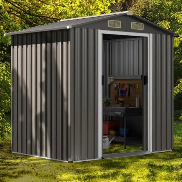 Best Udendørs opbevarcmgsskur, 196x142x186 cm, Lysegrå Skure, Garager & Carports