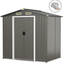 Best Udendørs opbevarcmgsskur, 196x142x186 cm, Lysegrå Skure, Garager & Carports