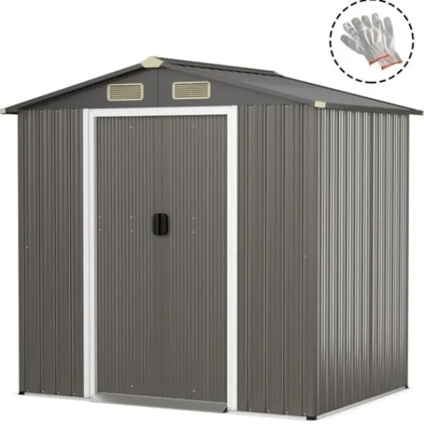 Best Udendørs opbevarcmgsskur, 196x142x186 cm, Lysegrå Skure, Garager & Carports