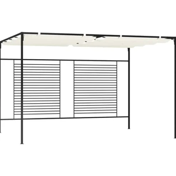 Best Udendørs pavillon med udtrækkeligt tag - Stærk jernkonstruktion | Farve: Creme | Størrelse: 3x4x2,3 m Buer, Spalier, Lysthuse Uden Tag