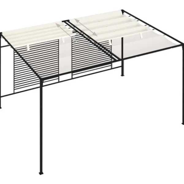 Best Udendørs pavillon med udtrækkeligt tag - Stærk jernkonstruktion | Farve: Creme | Størrelse: 3x4x2,3 m Buer, Spalier, Lysthuse Uden Tag