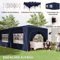 Sale Udendørs Pavillon, UPF50+ Oxford Stof, 597L x 300B x 270H cm, Højdejusterbar op til 270 cm, Egnet til 12-18 Personer, Øgede Stabilitetsfunktioner Telte & Lysthuse