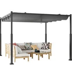 Udendørs Pergola, 3M x 3M, Grå Buer, Spalier, Lysthuse Uden Tag