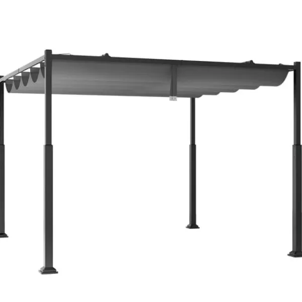 Udendørs Pergola, 3M x 3M, Grå Buer, Spalier, Lysthuse Uden Tag