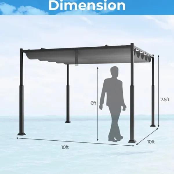 Udendørs Pergola, 3M x 3M, Grå Buer, Spalier, Lysthuse Uden Tag