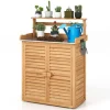 Plantningsbænke^Udendørs plantebord arbejdsstation, 86x46x119 cm, Naturfarvet