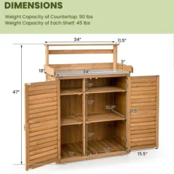 Plantningsbænke^Udendørs plantebord arbejdsstation, 86x46x119 cm, Naturfarvet