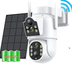 Hot Udendørs Sikkerhedskamera, 8MP Dobbelt Linse, Nattesyn,8MP Hvid 128G Kort Sikkerhedsmonitorer & Videokameraer