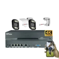 Sikkerhedsmonitorer & Videokameraer^Udendørs sikkerhedskamerasystem, 5MP opløsning, smart farve natvision, kanal,1T, 1x4CH 2x5MP Kamera