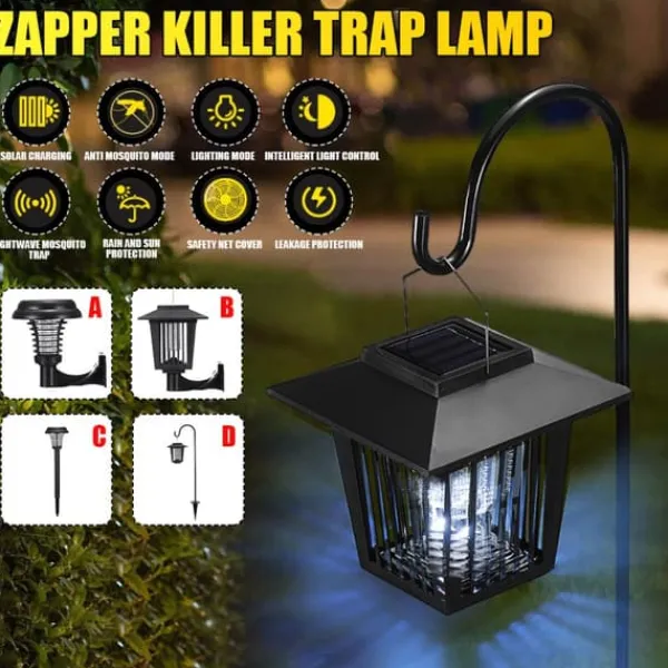 Insektmiddel & Dyreafvisende Middel^Udendørs Solar Mosquito Killer Lampe Elektrisk Bug Zapper Vandtæt Insektfælde Anti Myg Lys Haveplæne Myggefælde