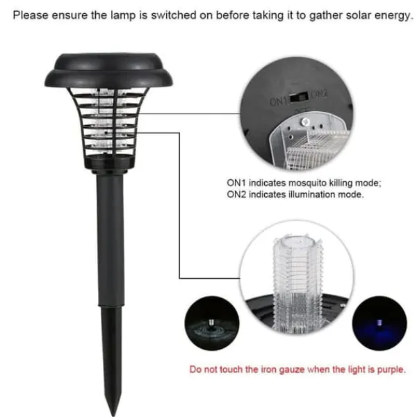 Insektmiddel & Dyreafvisende Middel^Udendørs Solar Mosquito Killer Lampe Elektrisk Bug Zapper Vandtæt Insektfælde Anti Myg Lys Haveplæne Myggefælde