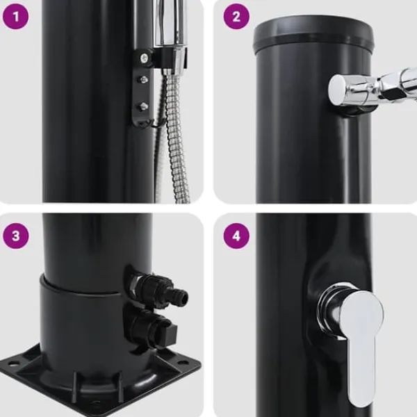 Discount Udendørs solbruser i sort - Stilfuld og funktionel | Materiale: PVC og aluminium | Højde: 217 cm Spa & Udendørsbad