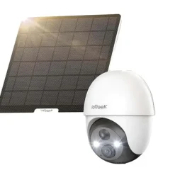 Discount Udendørs solcelledrevet overvågningskamera, 3MP opløsning, 300° panorering, tovejs lyd Sikkerhedsmonitorer & Videokameraer