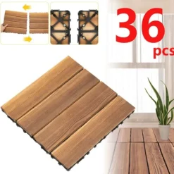 Online Udendørs terrassefliser - Klikbare træfliser 30x30 cm - 36 stk. - Dækker 3,24 m² - Vandtæt - Tykkelse 2 cm - Til terrasse/balkon - Brun Havedekorationer