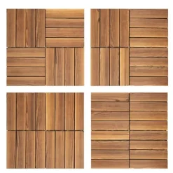 Online Udendørs terrassefliser - Klikbare træfliser 30x30 cm - 36 stk. - Dækker 3,24 m² - Vandtæt - Tykkelse 2 cm - Til terrasse/balkon - Brun Havedekorationer
