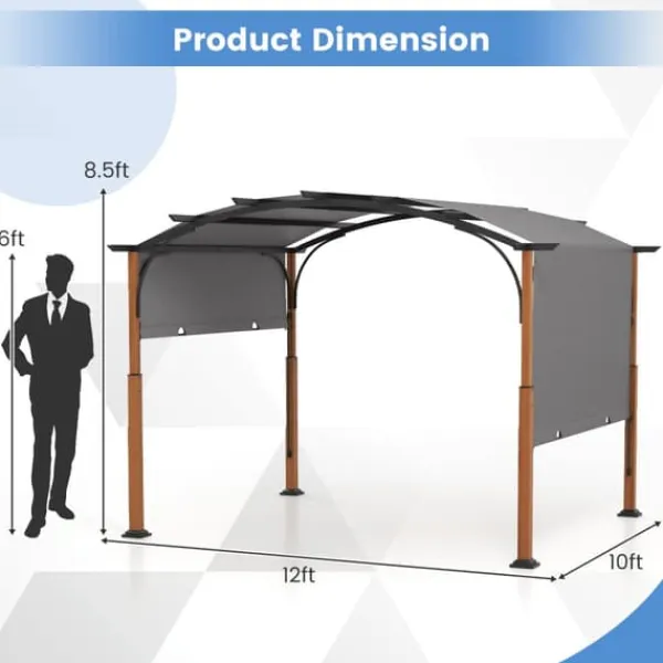 Best Udendørs terrassepergola, 360x300x260 cm, Grå Buer, Spalier, Lysthuse Uden Tag
