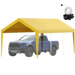 Clearance Udskiftning af baldakindæksel til carport 10 x 20 fod, vandtæt garage-telt. Let installation med bungees, beige (kun top, ramme ikke inkluderet). Skure, Garager & Carports