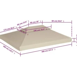 Telte & Lysthuse^Udskiftningstag til havepavillon 3x4 m - Vandafvisende | Farve: Beige | Vægt: 310 g/m²