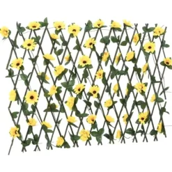 Buer, Spalier, Lysthuse Uden Tag^Udvideligt espalier med kunstig vedbend - Hegn til privatliv | Størrelse: 180x60 cm | Farve: Gul