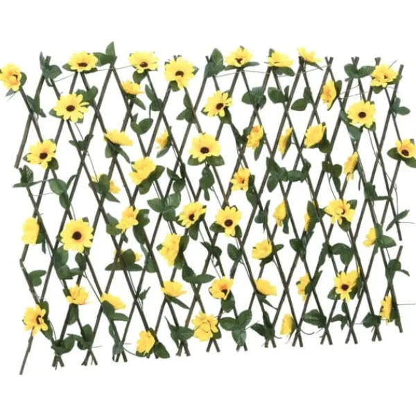 Buer, Spalier, Lysthuse Uden Tag^Udvideligt espalier med kunstig vedbend - Hegn til privatliv | Størrelse: 180x60 cm | Farve: Gul