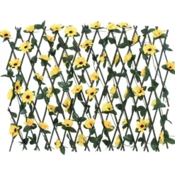 Buer, Spalier, Lysthuse Uden Tag^Udvideligt espalier med kunstig vedbend - Hegn til privatliv | Størrelse: 180x60 cm | Farve: Gul