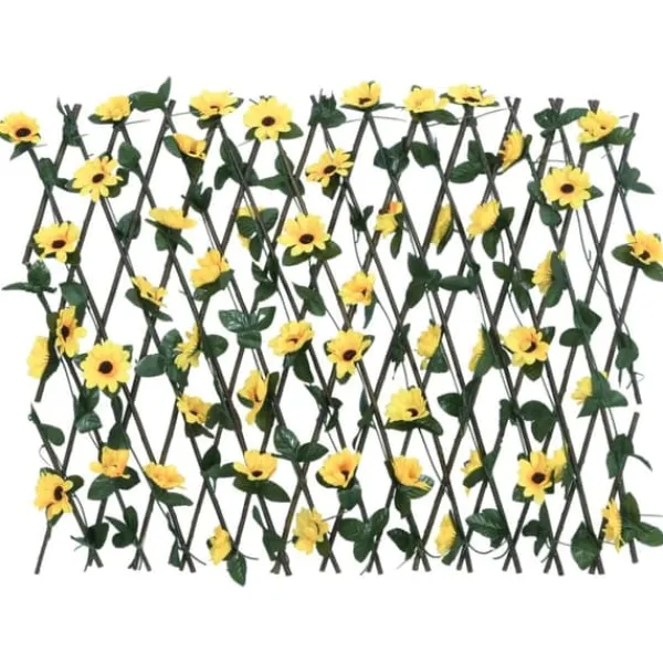 Buer, Spalier, Lysthuse Uden Tag^Udvideligt espalier med kunstig vedbend - Hegn til privatliv | Størrelse: 180x60 cm | Farve: Gul