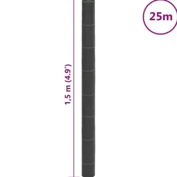 Haveduge^Ukrudtsdug - Slidstærk UV-stabiliseret PP | Størrelse: 1,5x25 m | Farve: Sort